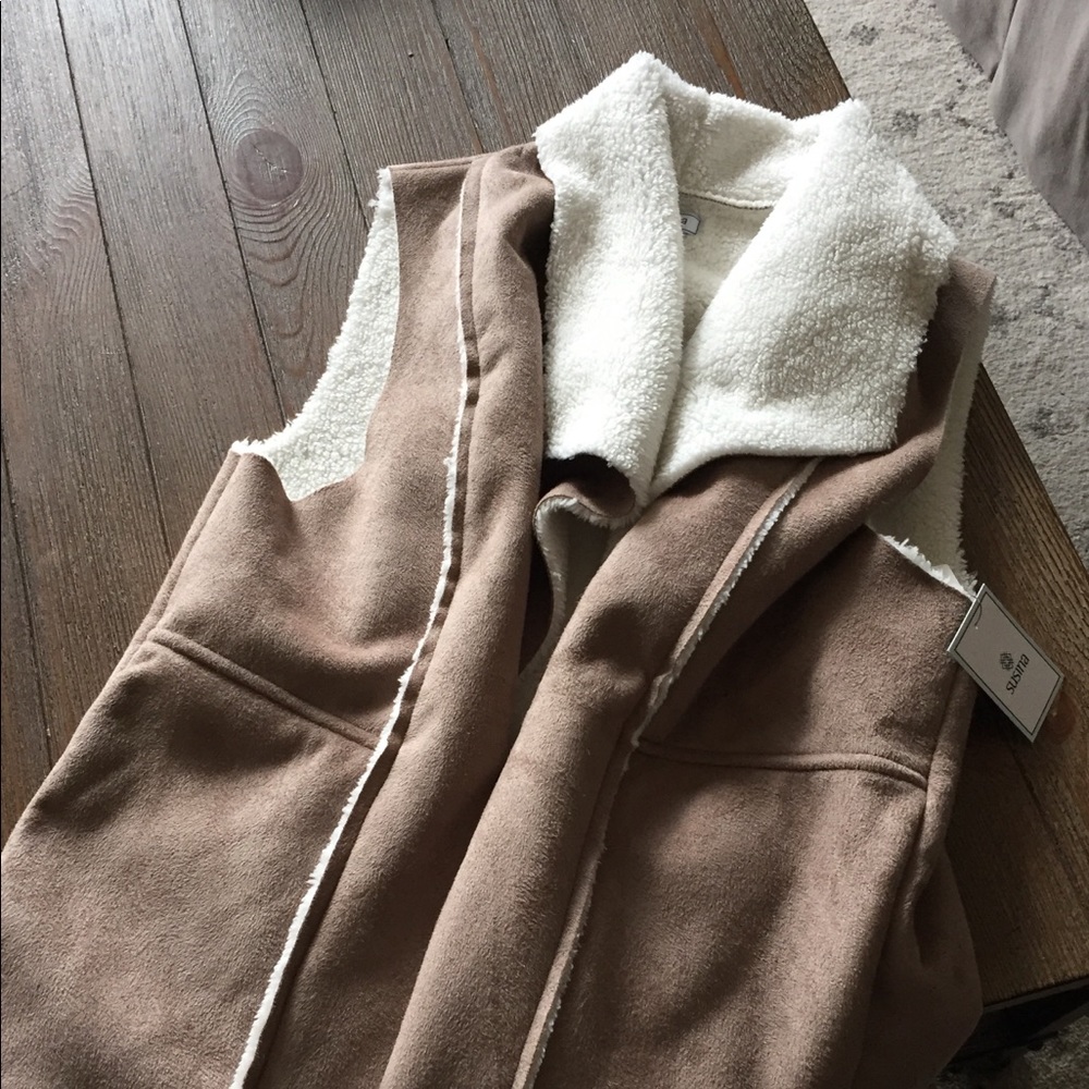 Susina Fleece and Faux Suede Vest